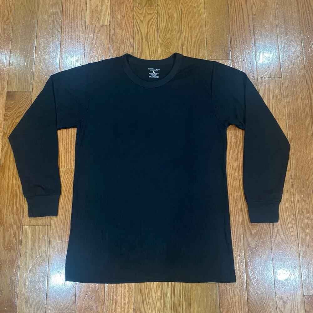 Caribbean Joe Black Long Sleeve Crewneck Shirt Men's Size L